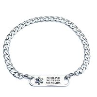 Pre-Engraved Curb Link"No Blind NG Tube No NSAIDs" Medical Alert ID Bracelet