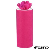 5pcs of 6" x 25 Yards Wedding Tulle Roll for Favors Pew Bows Decorations (Fuchsia) nkKN289