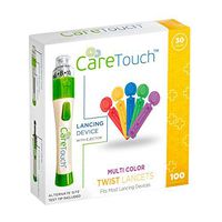 Care Touch Adjustable Lancing Device with 100 Multi Colored Twist Top Lancets | 100 30-Gauge Lancets and Lancing Device | 10 Depths