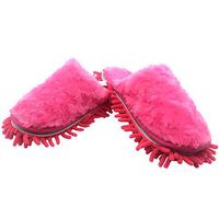 Selric Washable Detachable Chenille Mop Slippers Rose Red, Floor-Cleaning Dusting Slippers, House Cleaning Tool Vamp is Made of Smooth Warm Soft Rose Velvet Fabric 9 7/9 Inches Size:5.5-8.5.