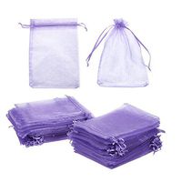 Organza Gift Bags - 100-Piece Satin Drawstring Jewelry Pouch Wedding Gift Bags, Baby Shower Favor Bag - Organza Sheer Mesh Pouch Wrap for Party Gift, Arts Crafts, Sample Packing - Purple, 5 x 7 Inches