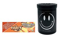 Herb Airtight Container Fresh Kettle with Juicy Jay's Peaches & Cream 1.25 Flavored Hemp Rolling Papers 1 Count DC Crafts Nation- Happy Face