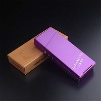WLBHQ Stainless Steel Cigarette Case Ladies Long Portable Ultra-Thin Cigarette Case One-Button Opening for 20 Fine Cigarettes,Purple