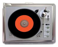 Turntable Record Player Photo Retro Cigarette Case Lighter or Wallet Business Card Holder