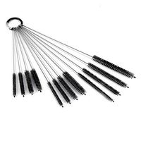 Drinking Straw Cleaning Brush Set, Nylon Pipe Tube Cleaner, Stainless Steel Handle, 12 10 8 Inches Extra Long, 12 10 8 6 mm Extra Wide Diameter, Set of 12 Multiple Size Straws (Black)