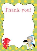 30 Thank You Cards Green Yellow Polka Dots Red Dragon Blue Grey Knight Design Baby Shower Birthday Party + 30 White Envelopes