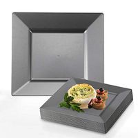 Elegant Disposable Plastic Dessert Plates 120 Pcs - Heavy Duty Fancy Square Silver Salad Plates - 6.5" Reusable Appetizer Cake Plates Bulk Party Supplies For Wedding, Easter, Birthday & All Occasions