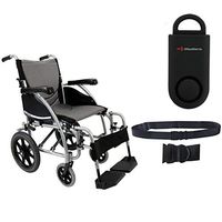 Karman S-Ergo 115 Ergonomic Transport Wheelchair | S-Style Seat Size 18" X 17" | Wire Break & Standard Swing Away Legrest | Frame Color - Pearl Silver & Free 130 dB Black Safety Alarm! + Black Belt!