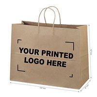 16"x6"x12" 100 Pcs Custom Printed Brown Kraft Paper Bags. 95% POST CONSUMER MATERIALS & FSC CERTIFIED