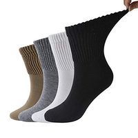 Dsource Diabetic Medical Socks for Mens Womens Comfort Loose Top Easy off Insole Socks 4 Pairs Multicolor 1 Quarter L/XL