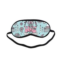 All Polyester Rickshaw Hand Drawn Cartoon Cute Sleeping Eye Masks&Blindfold by Simple Health with Elastic Strap&Headband for Adult Girls Kids and for Home Travel