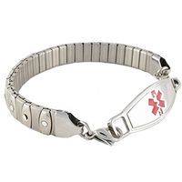 Women's Medical Alert ID Bracelet | Free Engraving Included | Sparkly | Stretch Bracelet for Quick Easy On & Off | No Pinching | Athena - Size 7.25 | Choose Different Color ID Tags