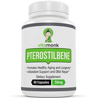 Pterostilbene 50mg Capsules by VitaMonk™ - No Artificial Fillers - 60 Trans-Pterostilbene Soy-Free Veggie Caps - Healthy Aging and Longevity Supplement - Improved Resveratrol