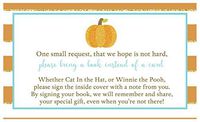Pumpkin Bring A Book Cards Sparkling Pumpkin Baby Shower Autumn Sprinkle Keepsake Gift Idea Games Activity Fall Library Collection Blue Gold Glitter Stripes Boys It's A Boy Halloween Orange (25 count)