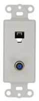 Leviton 40659-W Decora Insert, 6P4C + F-Connector, Screw Terminals, White