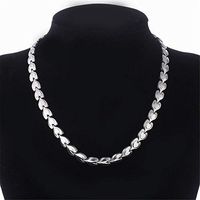 Rando Womens Gold Plated Love Heart Magnetic Therapy Link Chain Necklace Stainless Steel Energy Health Necklace for Neck Arthritis Headaches Shoulder Pain Relief Jewelry (Silver)
