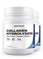 Nutricost Pure Collagen Hydrolysate (Bovine) Powder (2 Pack) - Grass Fed Bovine Collagen, 1LB Per Bottle