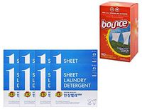 Bounce Fabric Softener Sheets (160 Count), Bundle with LG 1 Sheet Detergent (360 count) - More Efficient and Convenient than Liquid, Pods, or Pacs, Portable Individual Packages