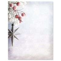 Frosted Berries and Star Christmas Letter Papers - Set of 25 Christmas Stationery Papers are 8 1/2" x 11", Compatible Computer Paper