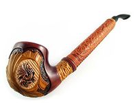 NEW Handcrafted Tobacco Pipe LOTR Metal "Dragon" Decorated with Leather. Churchwarden 13'' Pear Wood. Exclusive Designed for Pipe Smokers