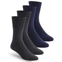 Womens Cotton Diabetic Socks, Feelwe Ankle Diabetic Socks Dress Crew Socks Non-Binding Loose Top Seamless Toe Socks Mothers Day Gifts Socks for Men Size 13-15 Extra Wide 4 Pairs Dark Grey/Dark Navy XL