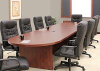 Bargain 12ft - 26ft Large Conference Table with Power Data Modules (18ft w/ 2 Power Modules, Mahogany)
