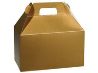 Pack of 6, Holiday Gold Gloss Gable Boxes 8.5 x 4.75 x 5.5" Great for Food Service, Gift Baskets, Gift Wrapping, Crafts & Promotional Packaging