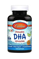 Carlson - Kid's Chewable DHA, 100 mg DHA, Brain & Vision Function, Growth & Development, Orange, 120 Chewable Softgels