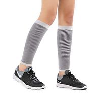 SWOLF Calf Compression Sleeve for Men & Women, Athletic Calf Compression Socks for Running, Cycling, Travel, Hiking - Sports Leg Support Sleeve for Shin Splint, Calf Pain Relief (White & Black, XL)