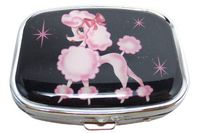 Fluff Pink Poodle " Glamorous Me" French Poodle Metal Travel Pill Case / Pill Box
