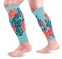 LEVEIS Red Rose Calf Compression Sleeves 1 Pair, Leg Performance Support for Shin Splint Calf Pain Relief Men & Women Guards Sleeves for Running Cycling