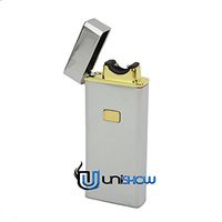 Unishow ® Ultra Slim Single Arc USB Rechargeable Flameless Windproof Electronic Cigarette Metal Lighter in Gift Box (Silver)