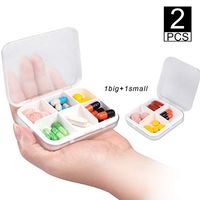 Pill Organizer Case,Portable Pill Box Small Pill Container for Travel or Daily, Moisture Proof Medicine Container(White, 4+6 Compartments)