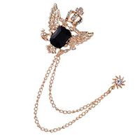 Mens Silver Gold Sun Lapel Pin Crystal Crown with Angel Wings Badge Brooch Fashion Creation Beauty Jewelry Girls Woman Jewerly Cheap Design Style | Color - Gold