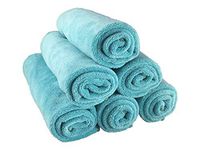 Universal Mojafiber Cloths-Lint-Free Streak-Free-Perfect for Kitchen Bathroom Counter Glass Electronics Car Detailing-Chemical-Free Cleaning 16”x16” Size 6-Pieces Set (Aqua)