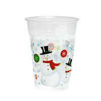 Party Essentials N162088 Soft Plastic Cup, 16-Ounce Capacity, Snowman Printing (Case of 500)