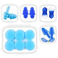 Silicone Earplugs, Noise Reduction for Sleeping and Studying, Waterproof for Swimming, Ear Pain Relief for Taking Airplane and Trains, 5 Pairs with Different Shapes, Reusable