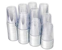 100 Silver Plastic Tumbler Cups - 10 oz Premium Disposable Clear Plastic Cups with Silver Rim for Weddings or Party (100 Silver Cups)