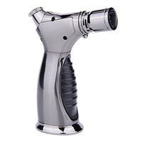 YF Refillable Triple Butane Torch Windproof Lighter - Adjustable Flame Control - Jet Flame Cigar Lighter with Gift Box (Silver)