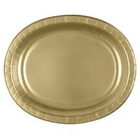 Unique Industries, Oval Paper Plates, 8 Pieces - Gold