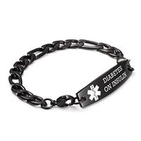 linnalove-Black Figaro Chain lnterchangeable Diabetes Bracelets on Insulin Medical Alert for Men and Women(8.5")