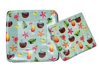 Kate Windgate | Colorful Cocktails | Party Paper Bundle Set | 40 Cocktail Napkins + 16 Dessert Plates