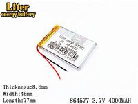 3.7V 4000mAh 864577 Lithium Polymer Ion Rechargeable Battery Lithium Polymer Li-Po Battery for MP4 GPS MP3 Bluetooth Stereo DIY Gift