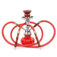 Hookah 2 Hose Set Glass Water Vase Tobacco Bong Smoking Shisha Pipe Hookah RED Color
