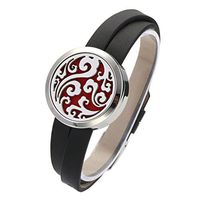 JOVIVI 30mm Clouds Openable Locket Essential Oil Diffuser Detachable Genuine Leather Bracelet w/ 6 Felt Pads and Box