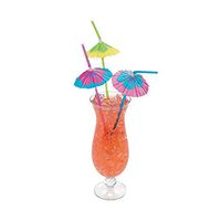 Hibiscus Parasol Straws, Assorted (1 dz)