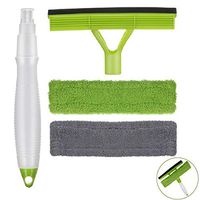 MOHOO Professional Window Cleaning Tool Squeegee and Microfiber Cloth Scrubber with Sprayer 3-in-1 Window Squeegee with Scrubber for Car Window Glass Shower Doors Mirror