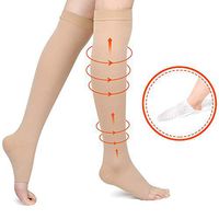 Compression Socks 20-30mmHg For Varicose Veins Open Toe （Beige XL）