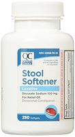 Quality Choice Stool Softener Docusate Sodium 100mg. Liquid Cap 250 Count ,  Plastic Bottle (Pack of 2)