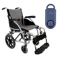 Karman S-Ergo 115 Ergonomic Transport Wheelchair | S-Style Seat Size 18" X 17" | Standard Swing Away Legrest | Frame Color - Pearl Silver & Free 130 dB Matte Blue Personal Safety Alarm/Siren!